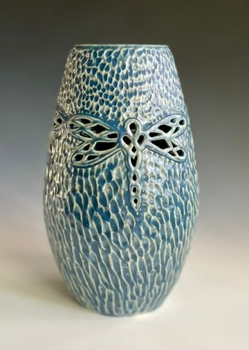 Pierced & Carved Dragonfly Vase