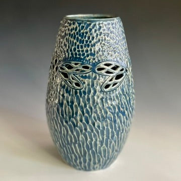 Pierced & Carved Dragonfly Vase