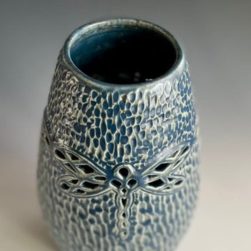 Pierced & Carved Dragonfly Vase