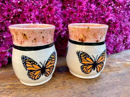 Sgraffito butterfly mug