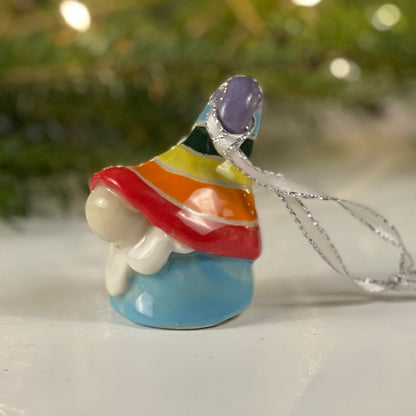 Rainbow Gnome Ornament, 1.7"H