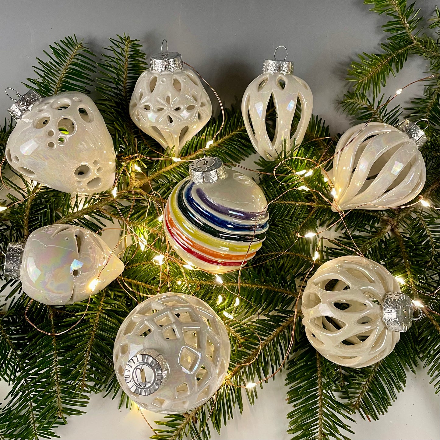 Porcelain Marquis Pierced Bauble