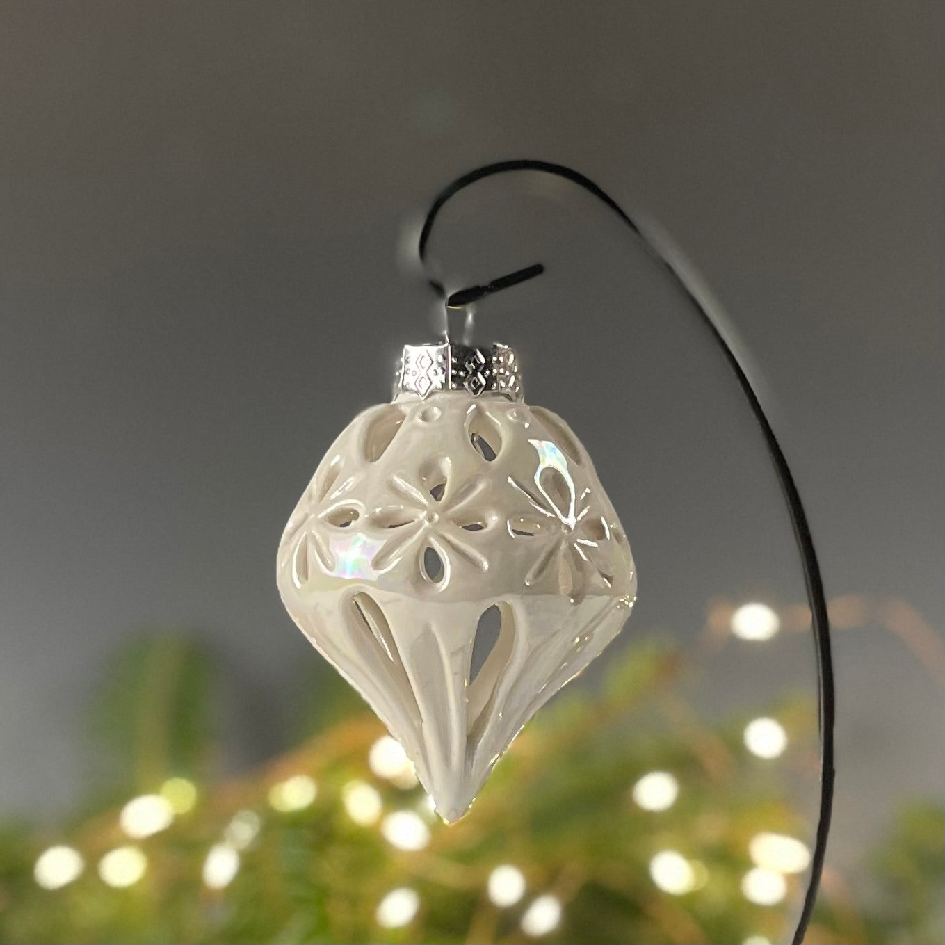 Porcelain Pierced Snowflake Bauble