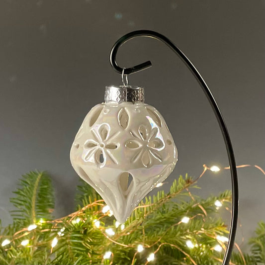 Porcelain Pierced Snowflake Bauble