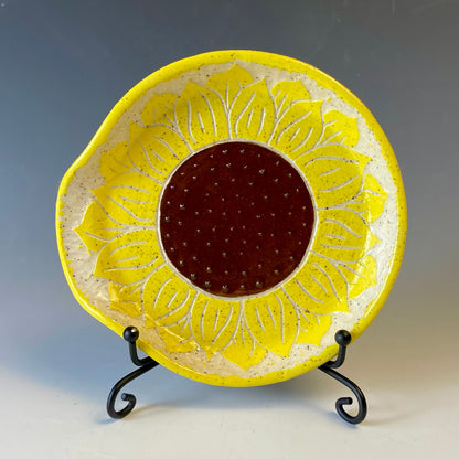 Sunflower Sgraffito Flower Spoonrest