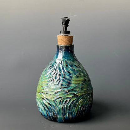 Carved Blue & Green Soap Dispenser