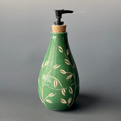 Green Leaf Carved Soap/Lotion Dispenser