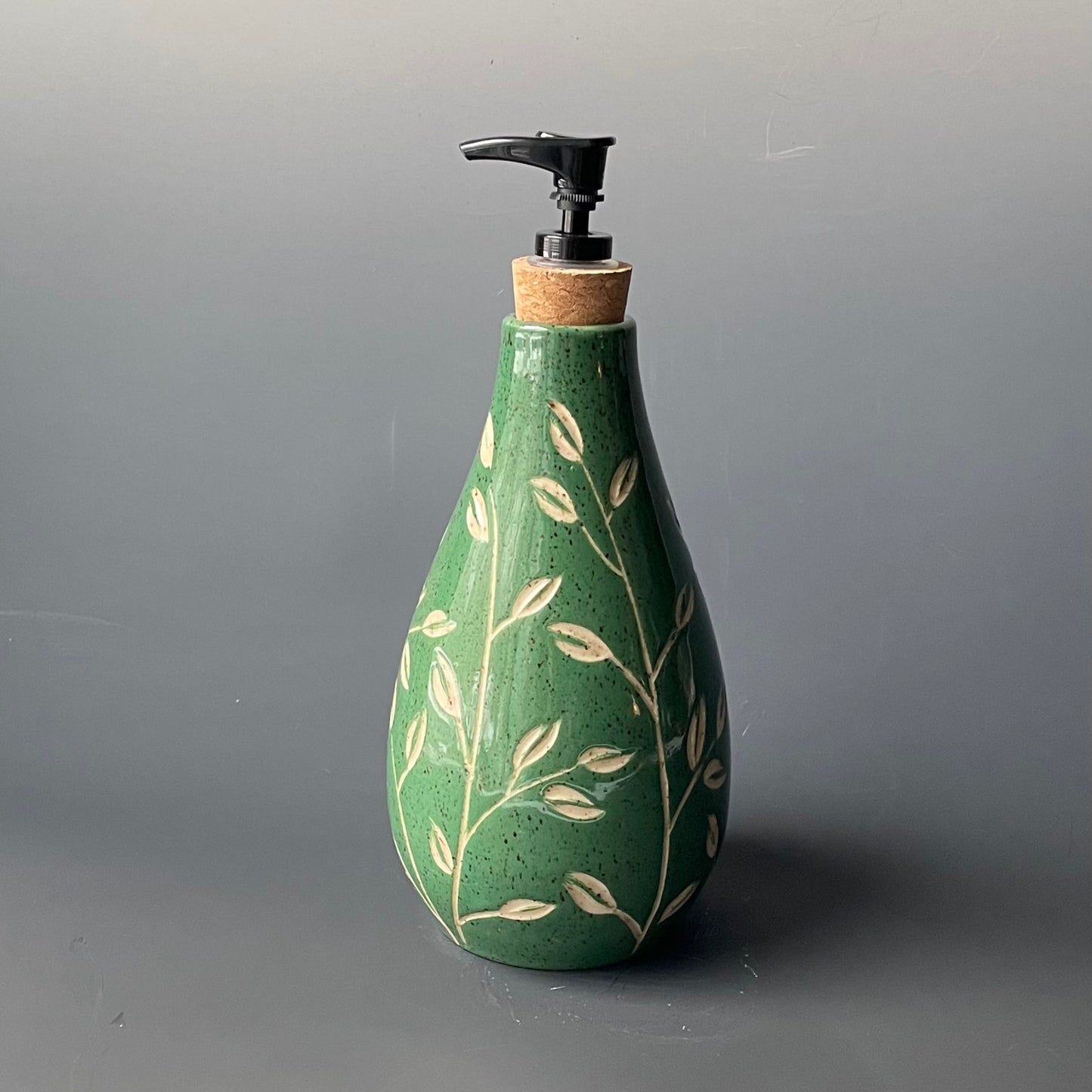 Green Leaf Carved Soap/Lotion Dispenser