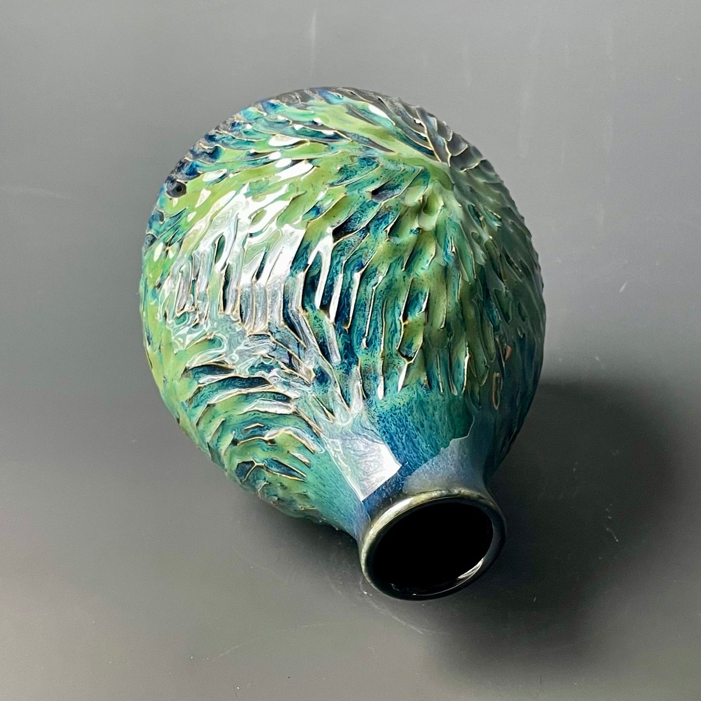 Carved Blue & Green Soap Dispenser