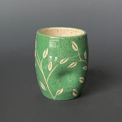 Green Leaf Carved Thumb Tumbler