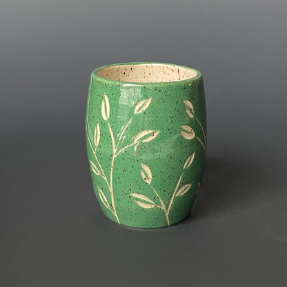 Green Leaf Carved Thumb Tumbler