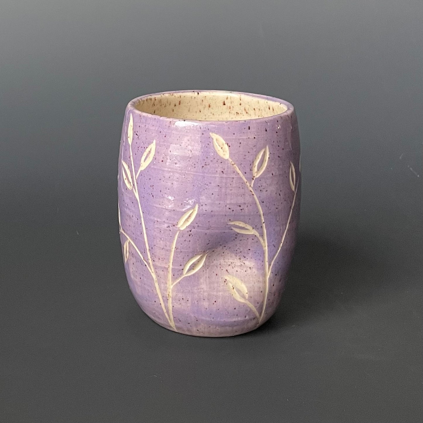 Purple Leaf Carved Thumb Tumbler