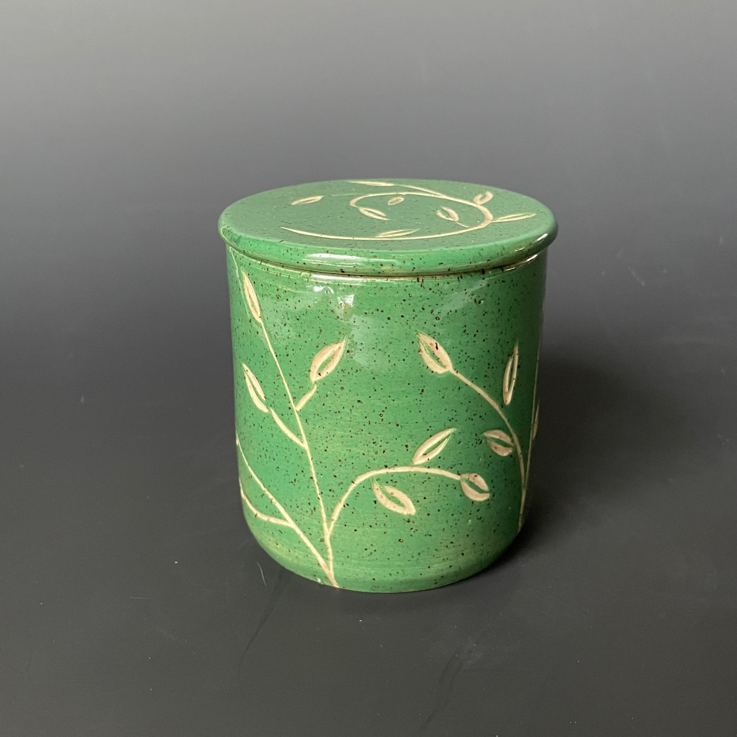 Green Leaf Carved Butter Keeper