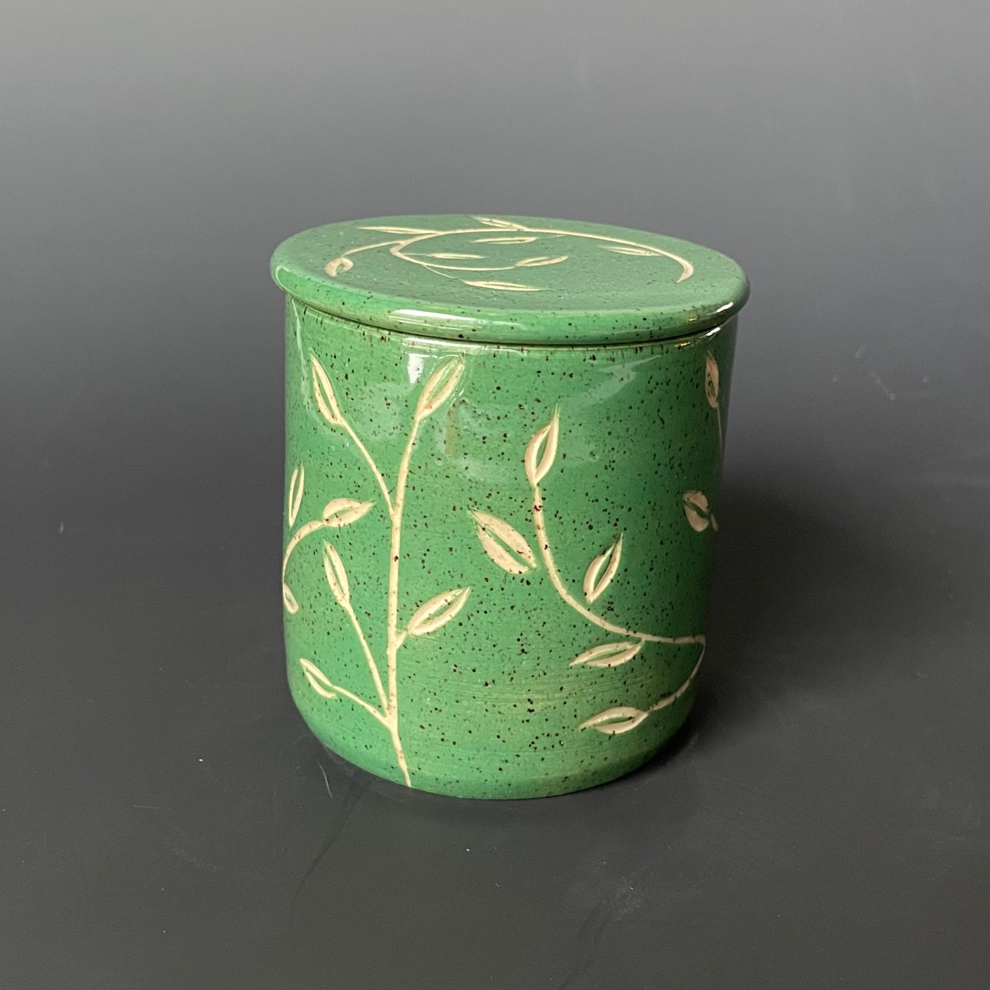 Green Leaf Carved Butter Keeper