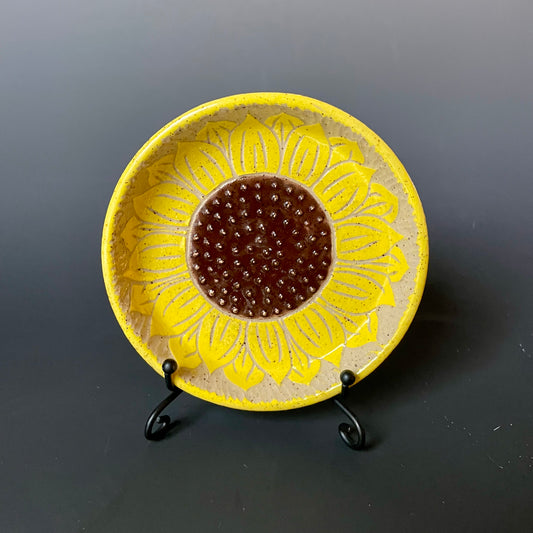 Sunflower Sgraffito Flower Ceramic Grater